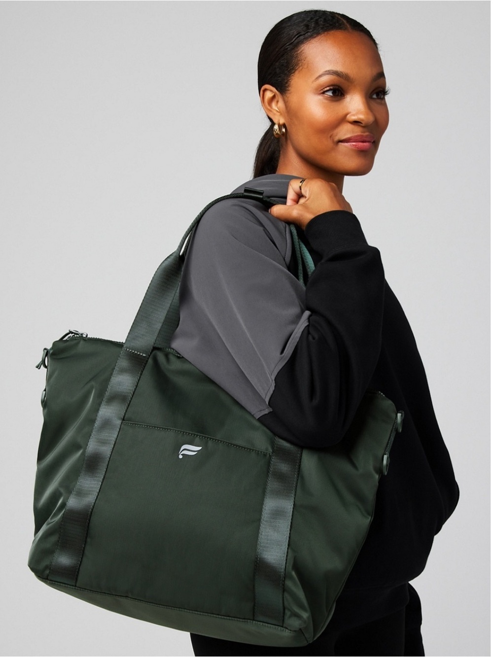 Fabletics The Everyday Tote Bag in Dark Green
